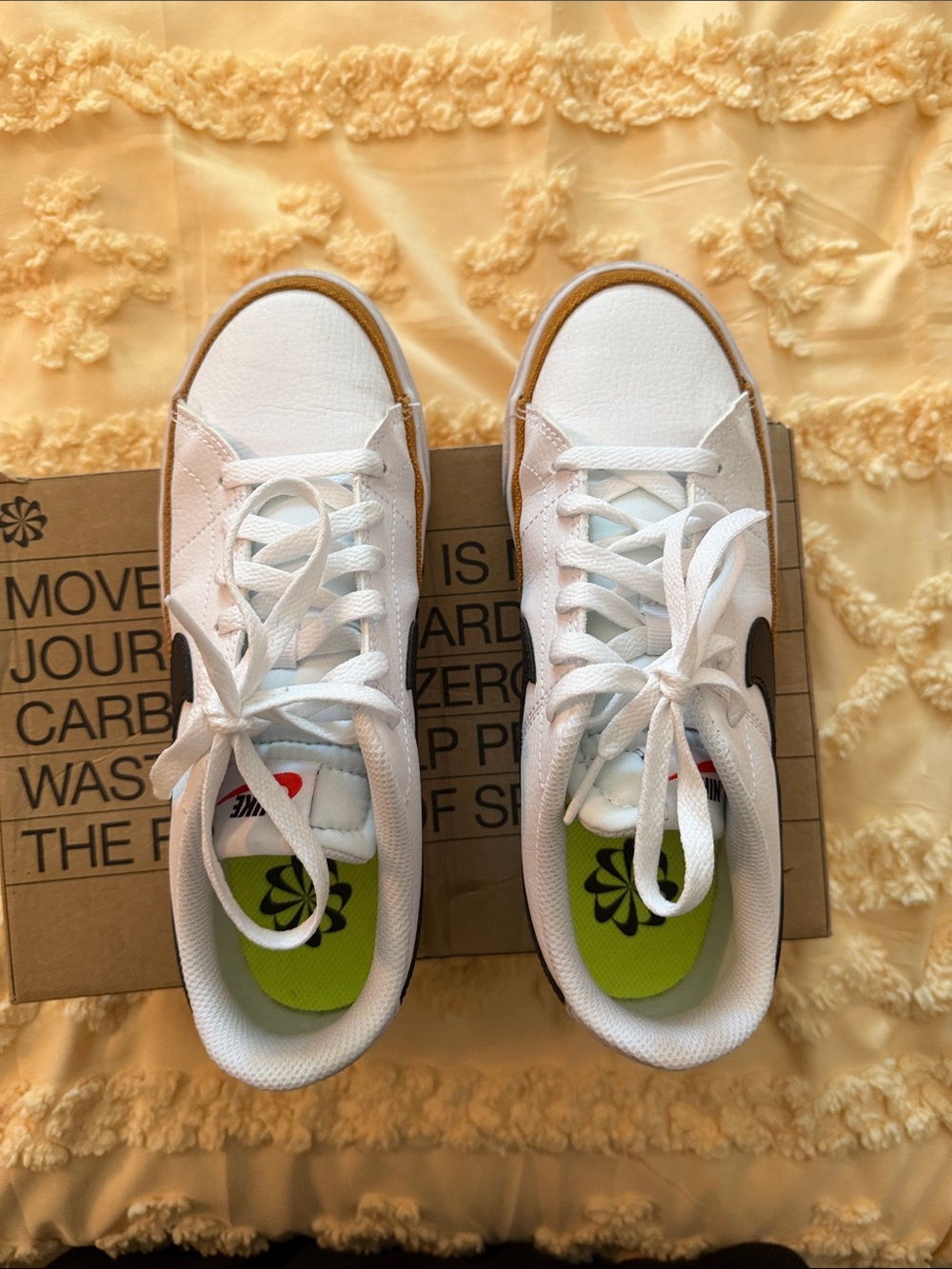 Nike Kids White and Brown Accent Sneakers